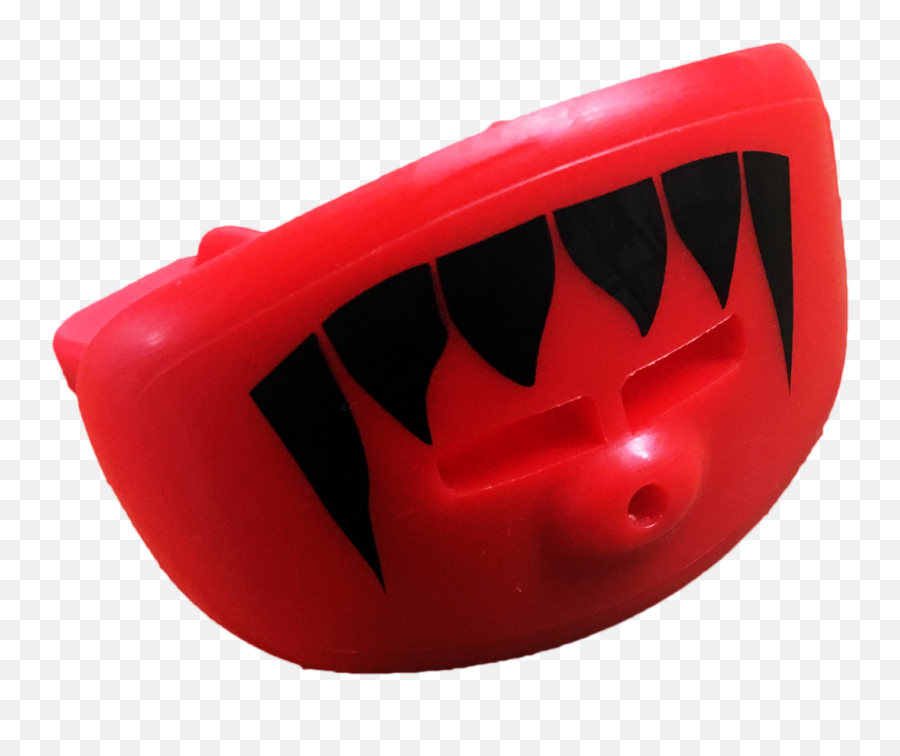 Download Red Lip Shield Mouth Guard With Black Fangs - Lip Lip Sheild Png,Fangs Png