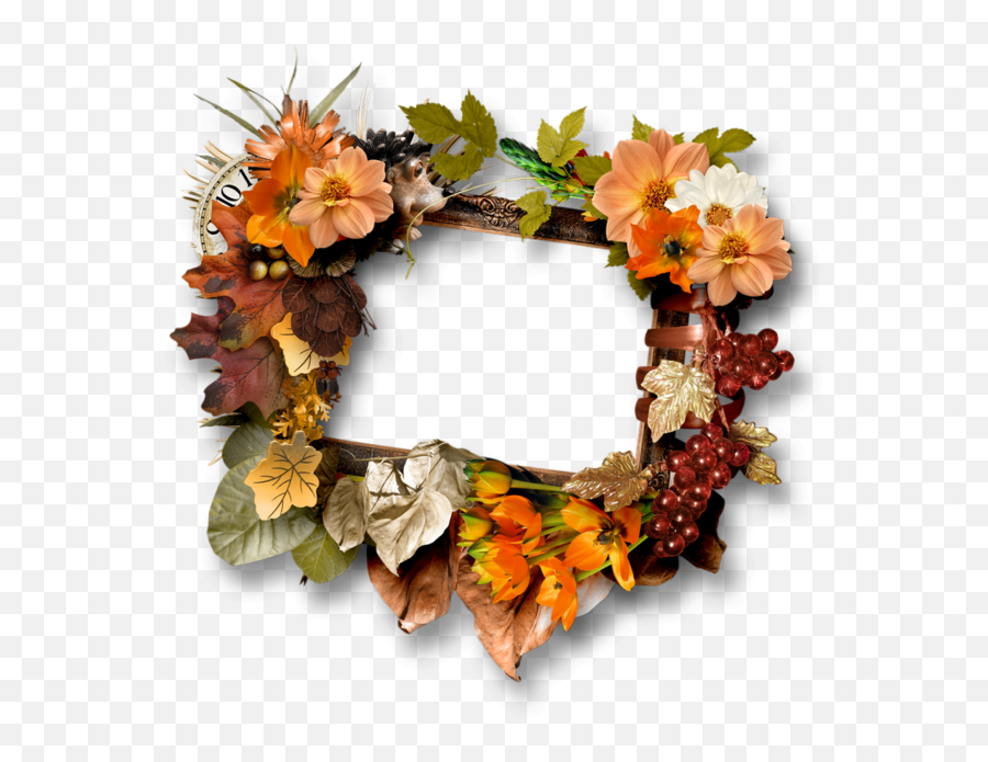 Cluster Fall Autumn Frame Png - Artificial Flower,Fall Frame Png