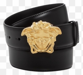 Menu0027s Medusa Buckle Leather Belt - Solid png