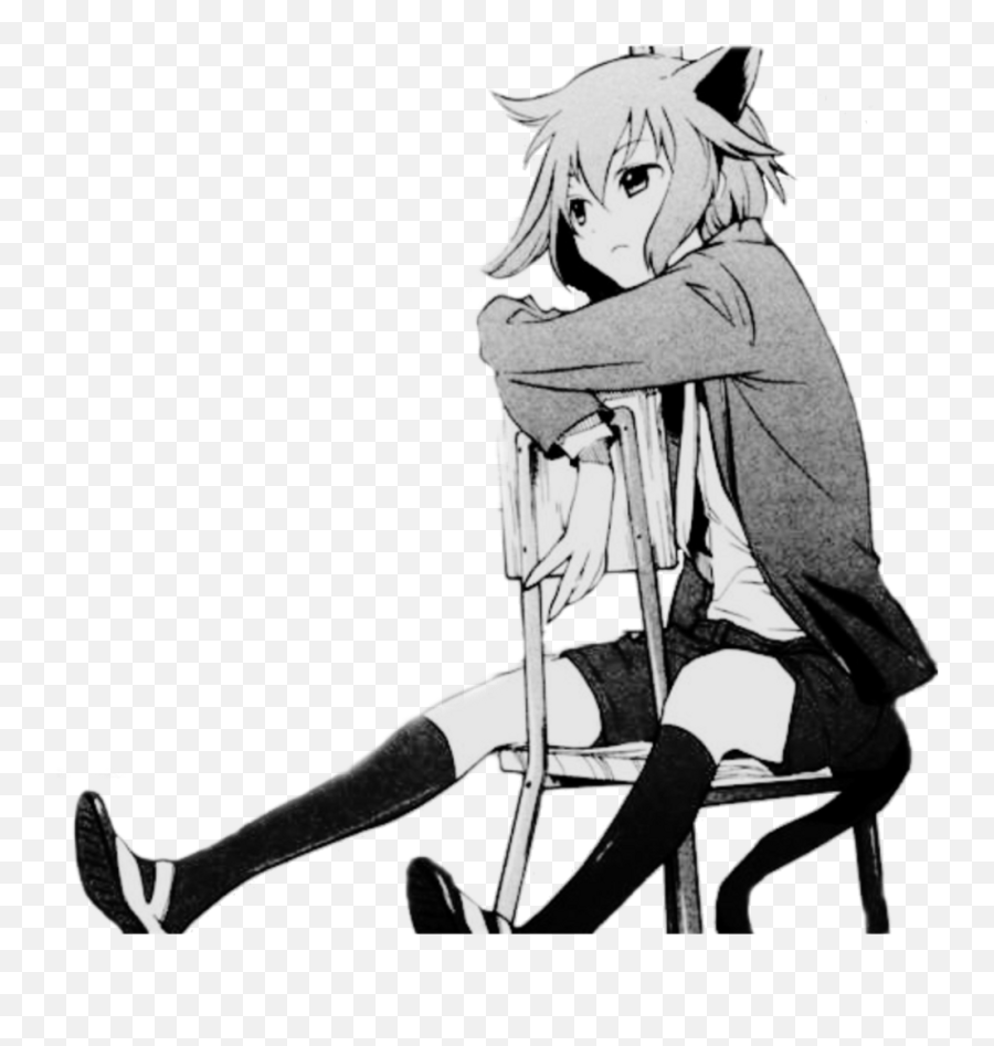 Sad Neko Animegirl Chair Cattail - Anime Neko Girl Manga Png,Hot Anime Girl Png