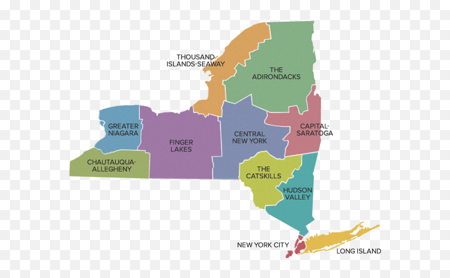 Download Regions Of New York State - New York Regions Map Map New York In The 1600s Png,New York State Png