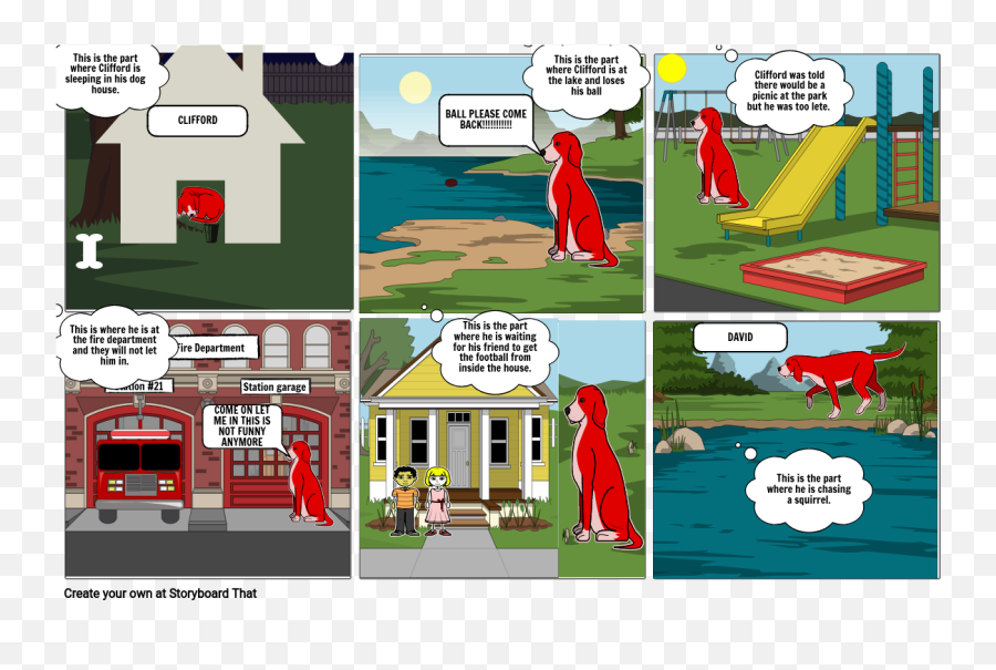Clifford The Big Red Dog Storyboard By 99da8aa7 - Dog Cartoon Red Ball Png,Clifford Png