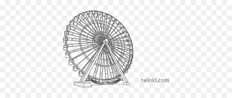 Ferris Wheel Black And White 3 - Bamboo Round Mirror Png,Ferris Wheel Png