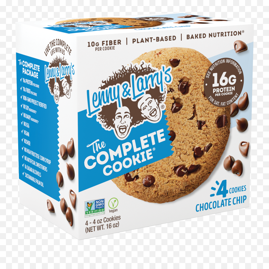 Lenny U0026 Larryu0027s The Complete Cookie Chocolate Chip 16g Protein 4ct - Walmartcom Lenny Complete Cookie Pb Chocolate Chip Png,Chocolate Chip Cookie Png