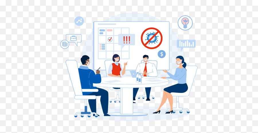 Premium Business People Teamwork Meeting After Covid Stop Illustration Download In Png U0026 Vector Format - Conversation,People Sitting At Table Png