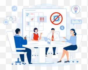 Premium Business People Teamwork Meeting After Covid Stop Illustration Download In Png U0026 Vector Format - Conversation,People Sitting At Table Png