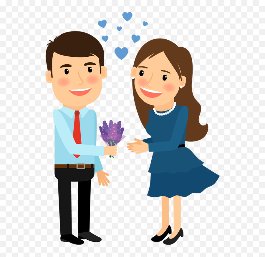 Download Cartoon Man Gives Flower To - Man And Woman Clipart Png,Cartoon Woman Png