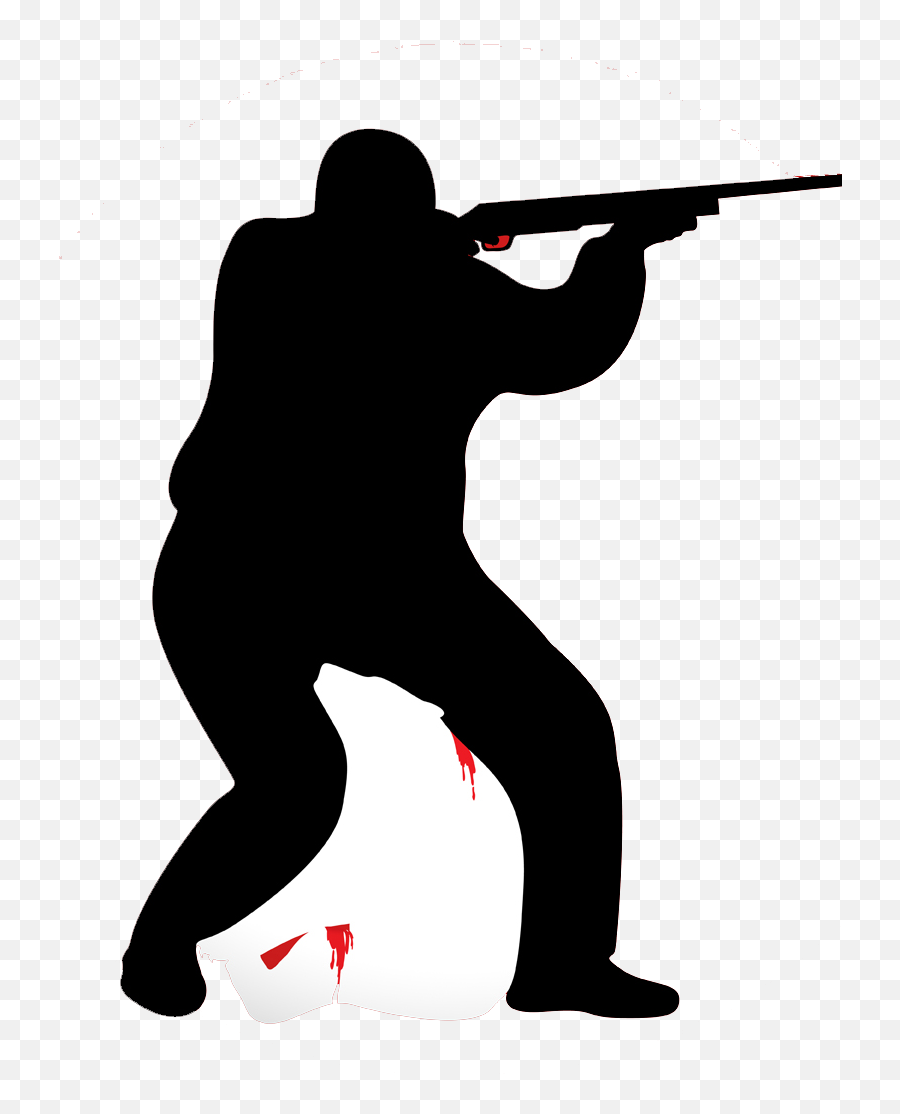 Cartoon Hunting Black And White - Black And White Hunter Cartoon Png,Hunting Rifle Png