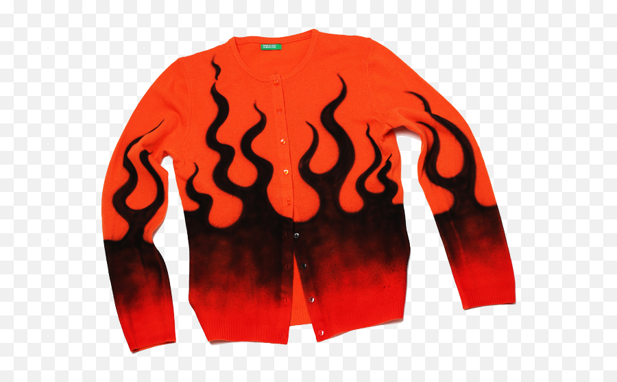 Orange Flames Png - Orange Flames Cardigan Sweater Long Sleeve,Red Flames Png