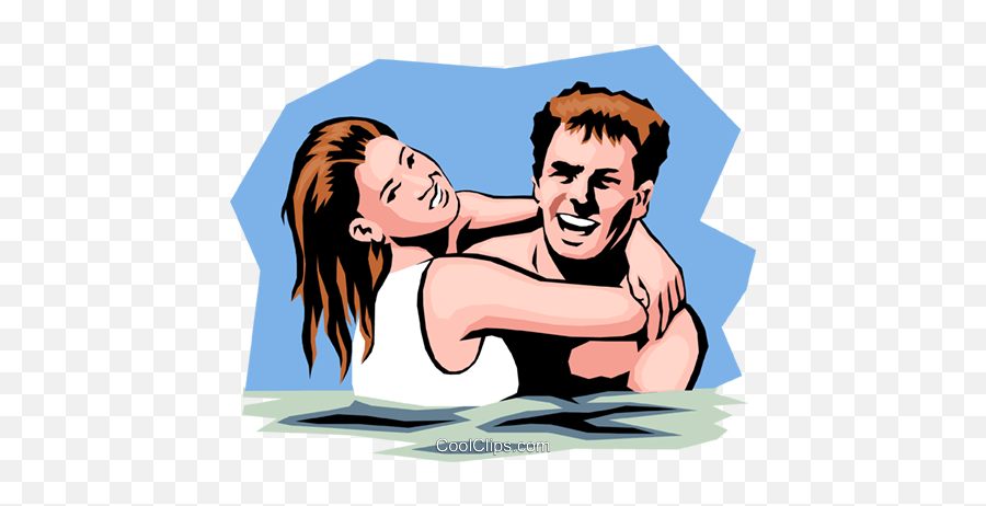 Swimming Couple Royalty Free Vector Clip Art Illustration - Couple Swim Clipart Png,People Swimming Png