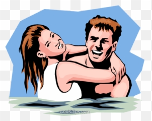 Swimming Couple Royalty Free Vector Clip Art Illustration - Couple Swim Clipart Png,People Swimming Png
