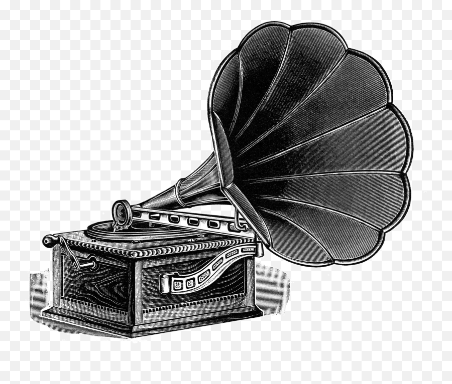 Record Clipart Musicclip Transparent Free - Gramophone Black And White Png,Png Phonographic