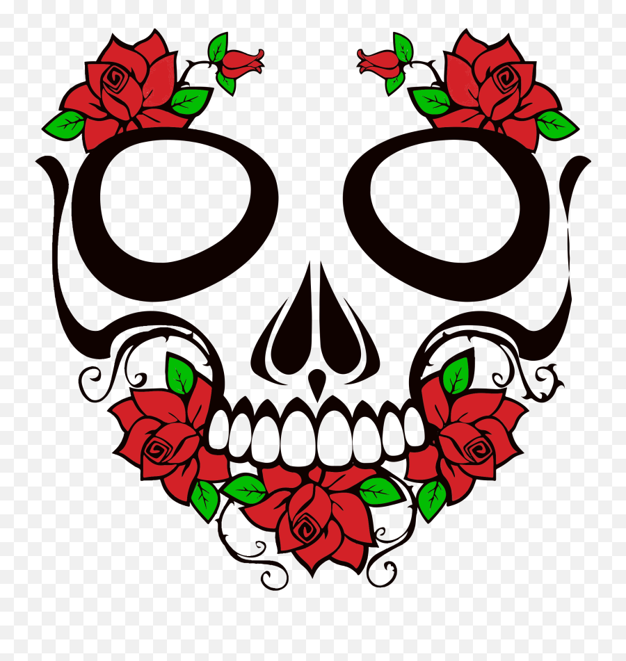 Free Sugar Skull Transparent Background Download Clip - Skull And Roses Logo Png,Mexican Skull Png