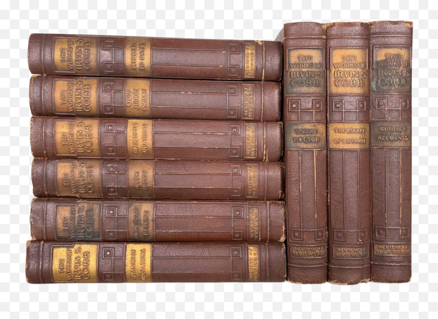 Vintage And Antique Books The Works Of Irvin S Cobb Mahogany Brown Curated Book Set - 9 Volumes Book Cover Png,Old Book Png