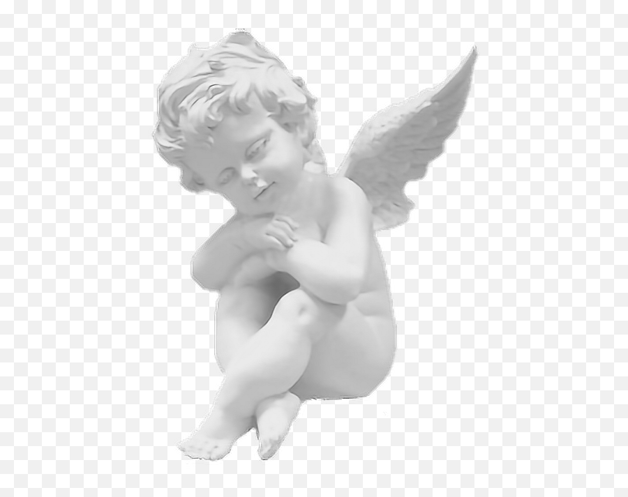 Download Hd Angel Sticker - Figurka Anioek Siedzcy Na Kuli Angels Aesthetic White And Black Png,Angel Transparent