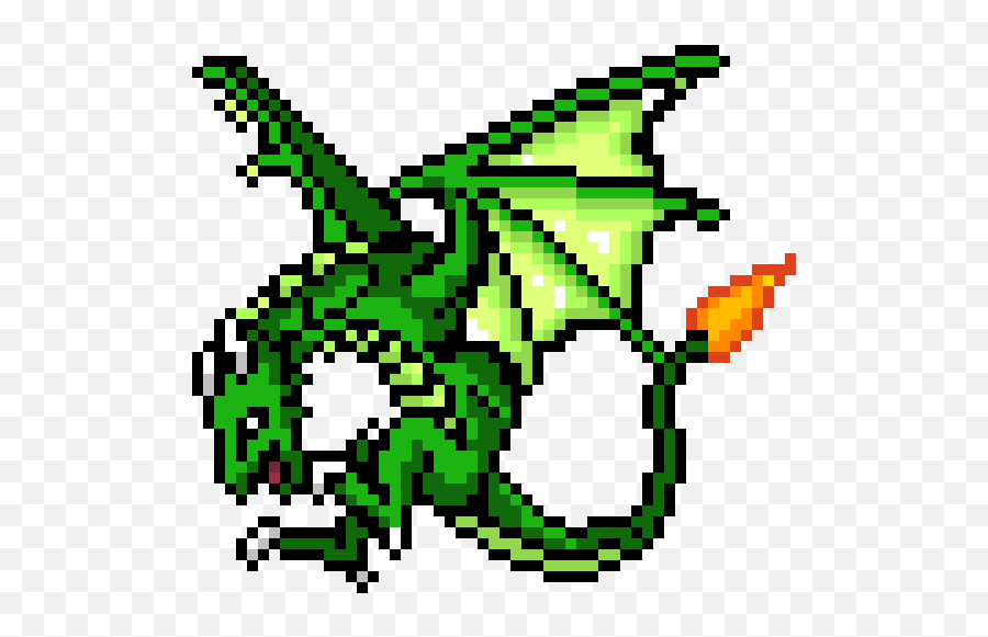 Green Dragon Wyrmling - Grid Dragon Pixel Art Png,Green Dragon Png.