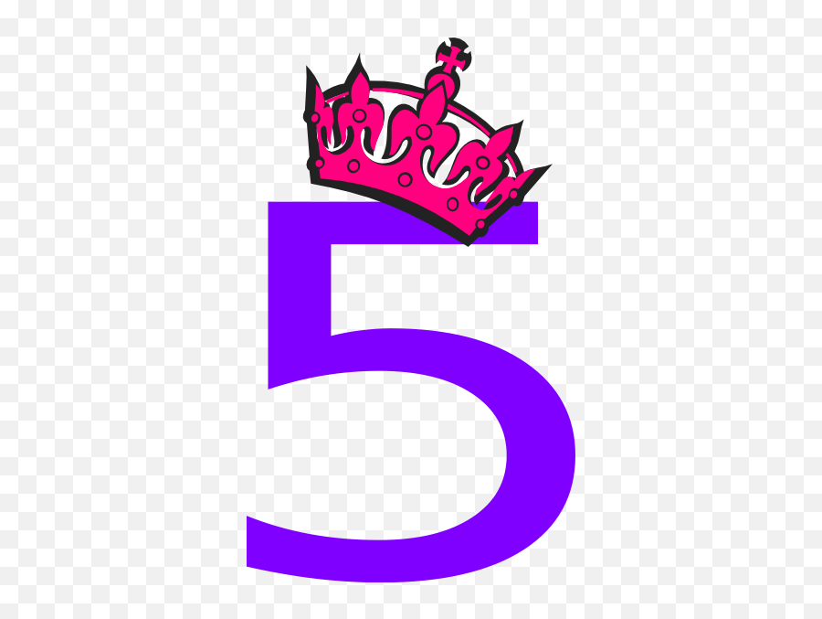 Download Tilted Tiara And Number Clip Art - Pink Number 5 Number 40 With Crown Png,Number 5 Png