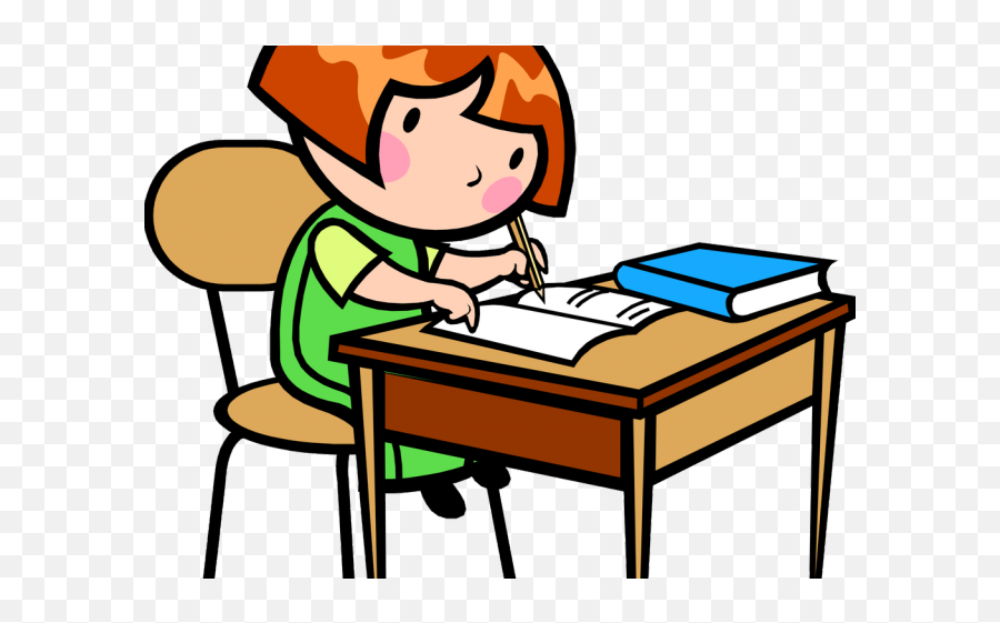 Desk Clipart Author - Png Download Full Size Clipart Clipart Of A Child Writing,People Sitting At Table Png