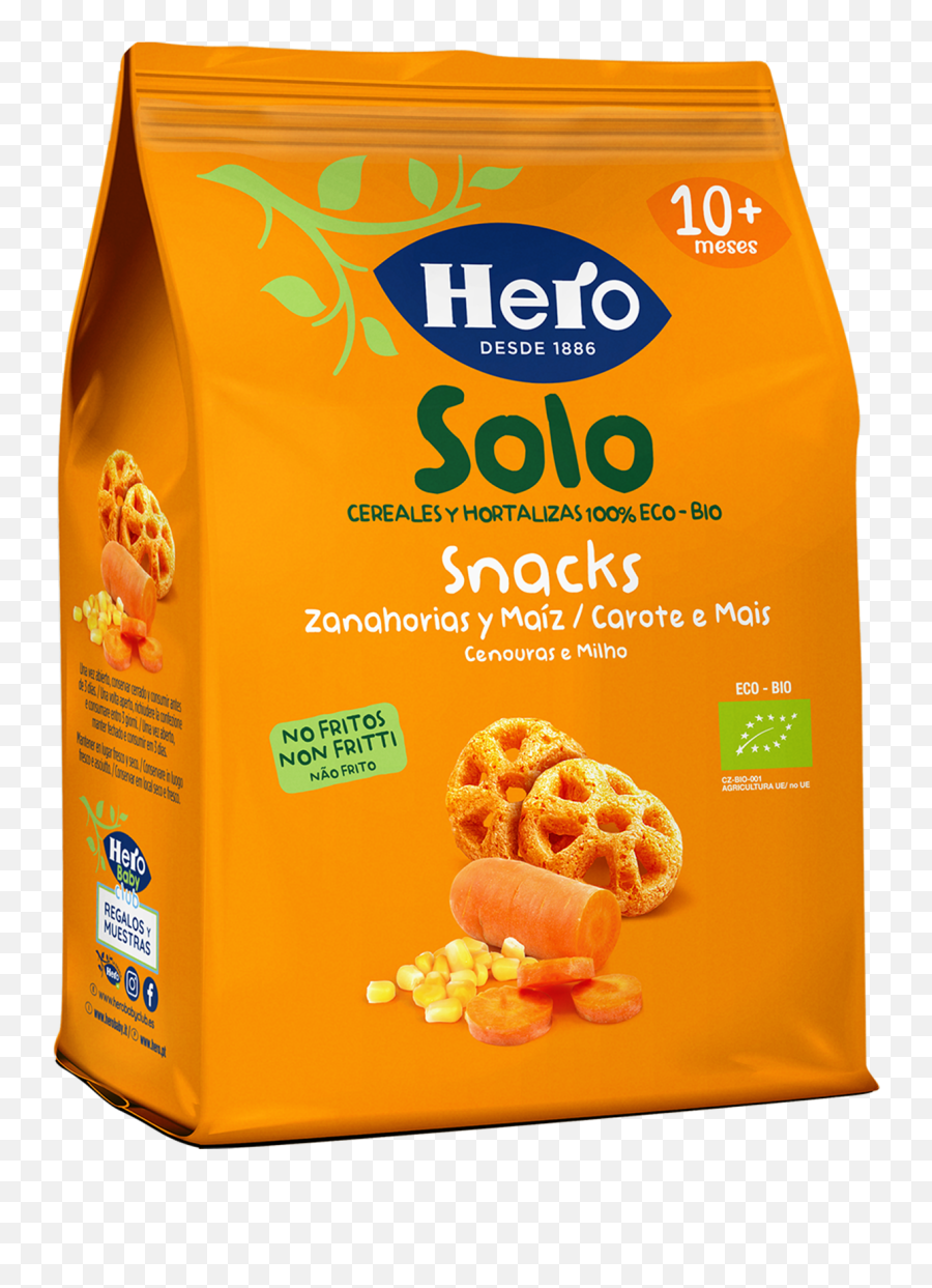 Snacks De Zanahoria Y Maíz Ecológicos Hero Baby - Product Label Png,Zanahoria Png