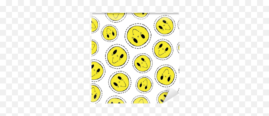 Wall Mural Smiley Face Retro Patch Icon Seamless Pattern - Amarillo 90s Png,Happy Smiley Face Icon