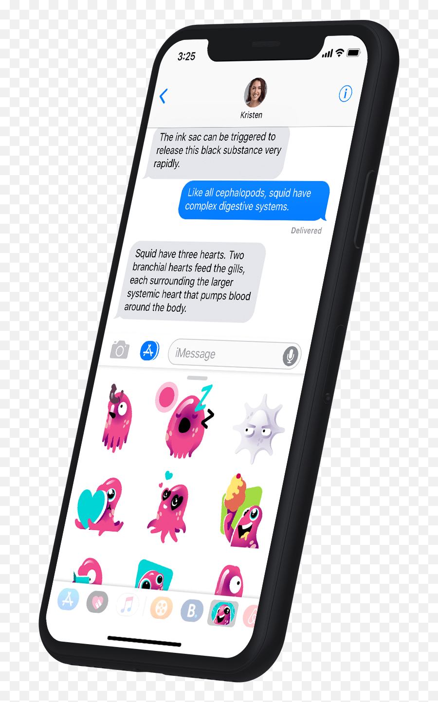 Stickers The Animated Squid For Imessage - Webflow Animated Cell Phone Png,Heart Icon Imessage