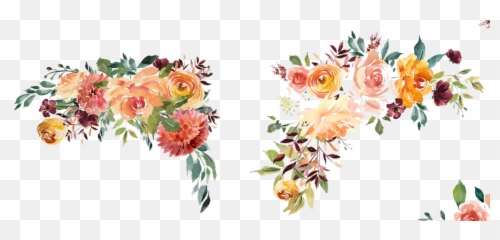 Download Transparent Border Watercolor - Flowers Background png