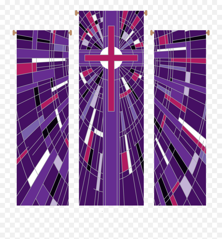 Modern Cross Purple 3 Piece Banner Set - Lent Banners Png,Purple Banner Png