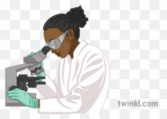 Scientist Looking Through Microscope Illustration - Twinkl Xporn Png,Microscope Png