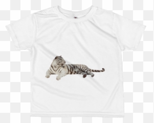 White - Tiger Print Allover kids sublimation Tshirt Siberian png
