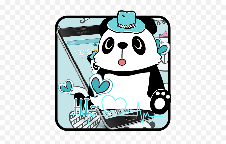 Blue Cute Panda Theme Mobile Wallpaper - Smartphone Png,Cute Panda Icon