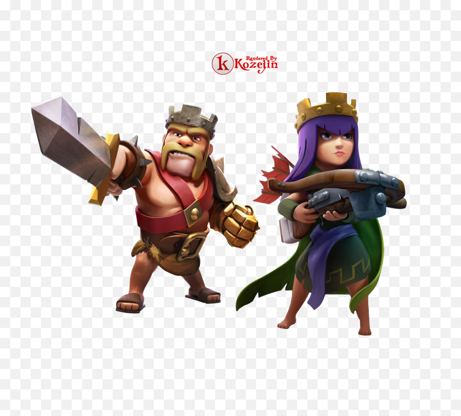 Clash Of Clan Barbarian King And Archer Queen - Heroes Clash Of Clans Png,Clash Png