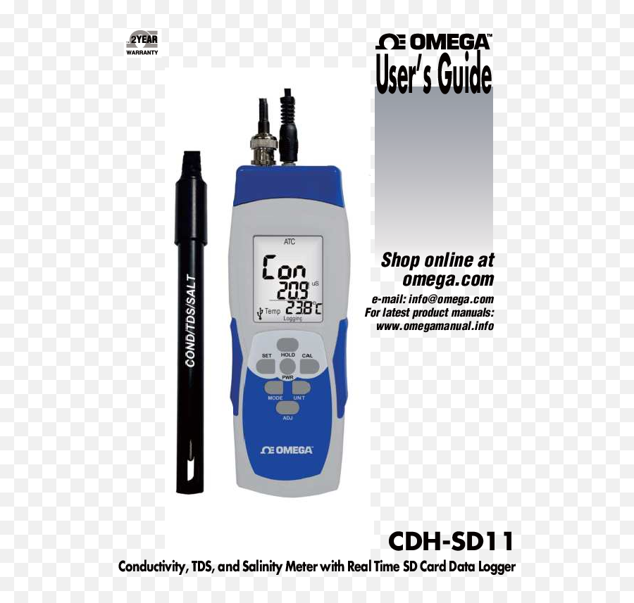 Omega Cdh - Sd11 Conductivity Tds And Salinity Meter With Vibration Meter Png,Computer Battery Icon Disappeared