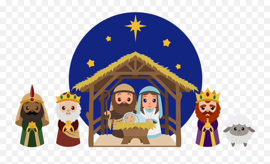 Nativity Manger Cartoon - Free Vector Graphic On Pixabay Dibujos Reyes Magos Animados Png,Lamb Of God Jesus Icon