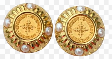 Vintage Signed Givenchy Logo Earrings - png