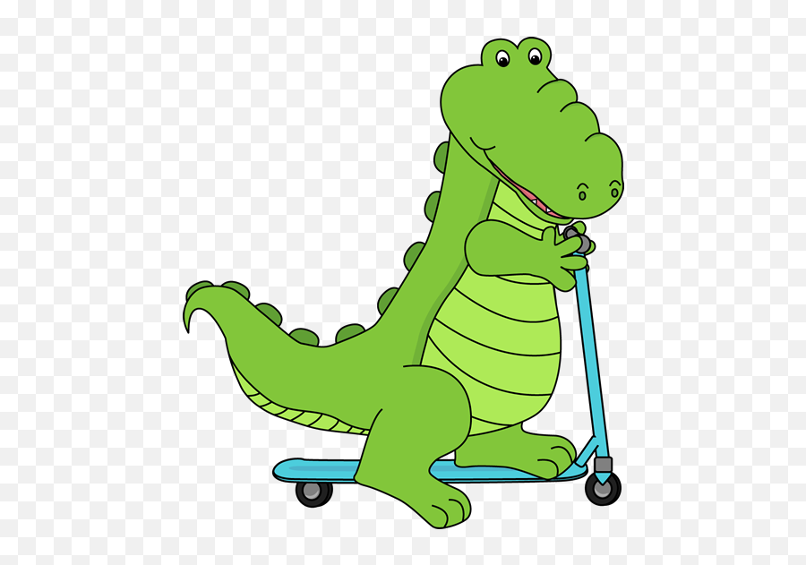 Aligator Art Alligator Riding A Scooter Clip Image - Alligator Picture Clip Art Png,Aligator Png