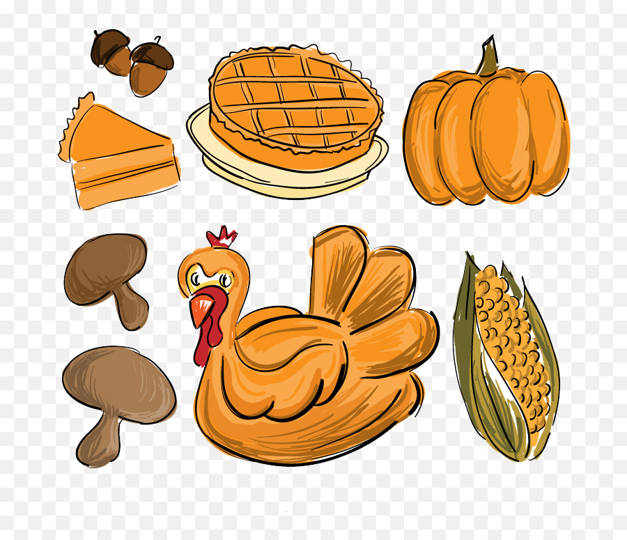 Cornucopia Clipart Thanksgiving Dinner - Easy Sketch Of Thanksgiving Food Png,Thanksgiving Dinner Png