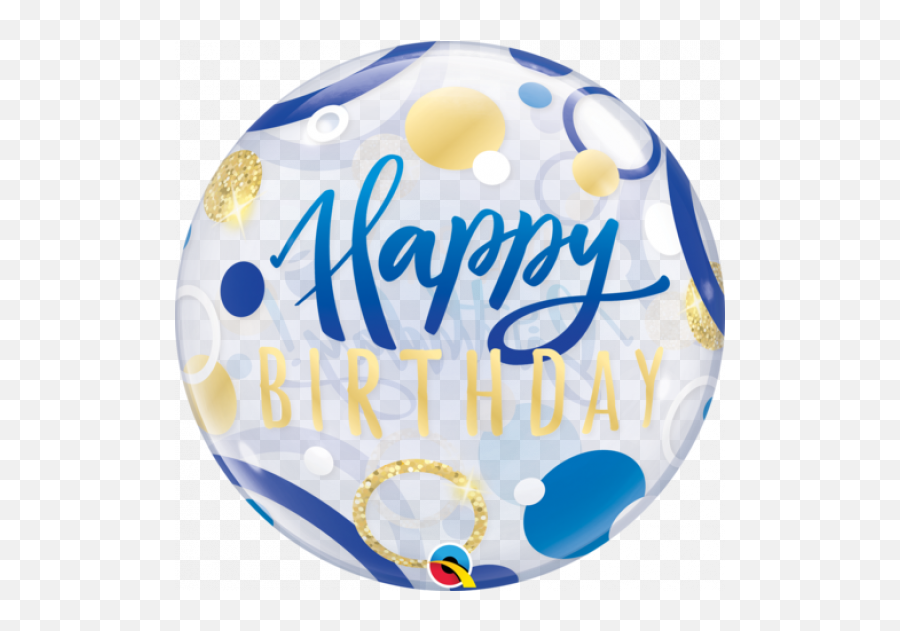 Qualatex Bubble 56cm 22 Birthday Blue And Gold Dots - Qualatex Bubble Balloons Png,Gold Dots Png