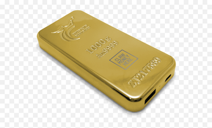Clawmoneyhere Gold Bar Power Bank Place Money Here - Portable Png,Gold Bar Transparent