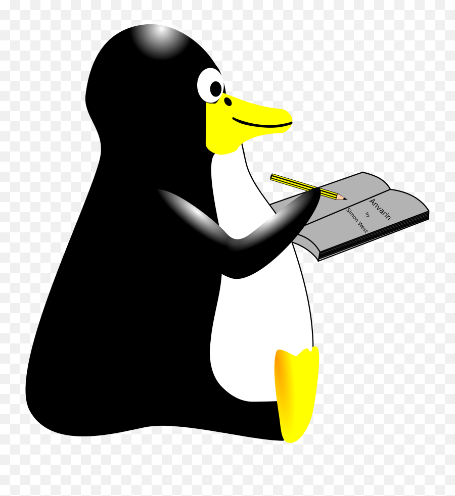 Download This Free Icons Png Design Of Lymesimon Tux Writer - Penguin Writing Clipart,Tux Png