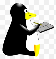 Download This Free Icons Png Design Of Lymesimon Tux Writer - Penguin Writing Clipart