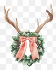 Download Watercolor Christmas Printed Transfers - Christmas Water Color Christmas Png,Antlers Png