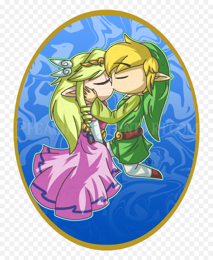 Toon Link And Zelda Kiss - Loz Toon Link X Zelda Png,Toon Link Png