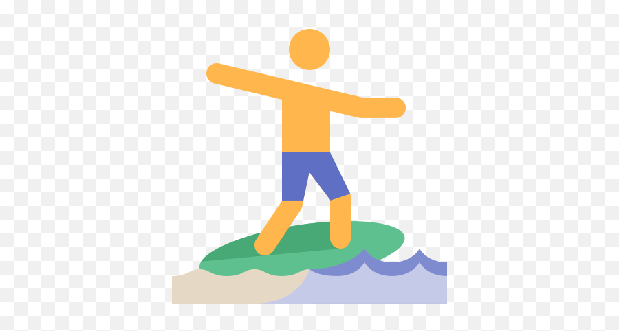 Surf Icon In Color Style - Skimboarding Png,Surfer Icon
