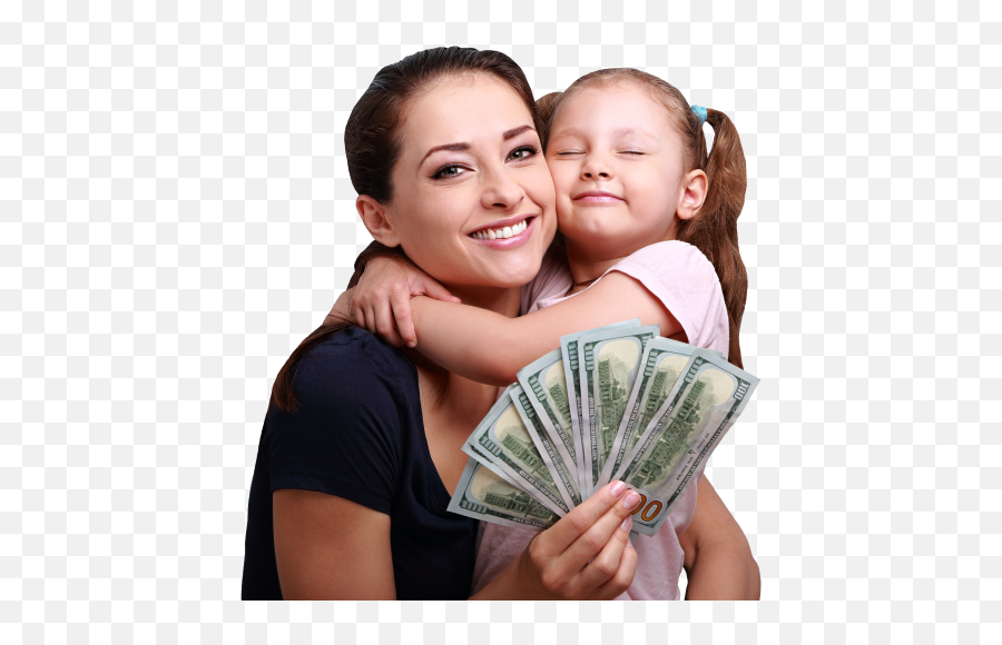 Download Mom And Daughter Smiling With Title Pawn Cash In - Cash Png,Hand With Money Png