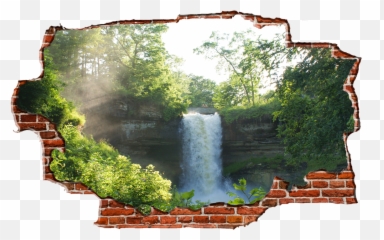 Zapwalls Decals Water Fall In Forest Breaking Wall - Chicago Waterfall png