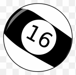 Sixteen Baseball Billiard Ball Clip Art - Clipart Black And White Billiard Ball Png,Pool Ball Png