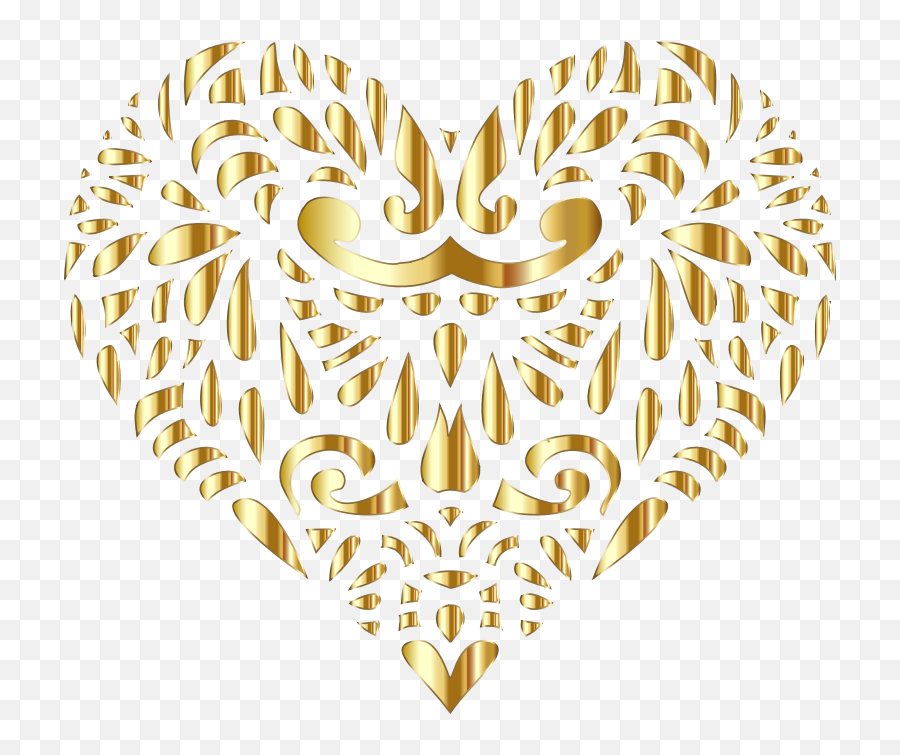 Download Free Png Decorated Gold Heart - Dlpngcom Illustration,Gold Heart Png