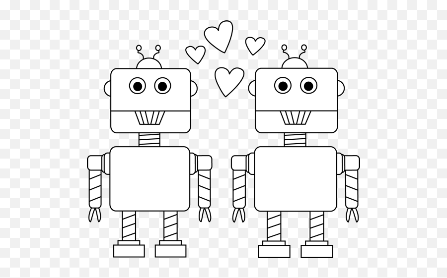 Library Of Valentines Day Clip Art Transparent Black - Valentines Robot Clipart Png,Robot Transparent