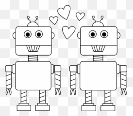 Library Of Valentines Day Clip Art Transparent Black - Valentines Robot Clipart Png,Robot Transparent