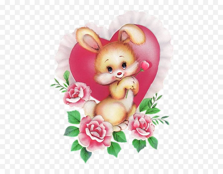 Bunny With Pink Heart Png Picture - Rose And Bunny Good Morning Honey Bunny,Rose Heart Png
